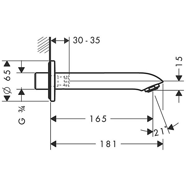 Bec déverseur baignoire HANSGROHE Metris chromé