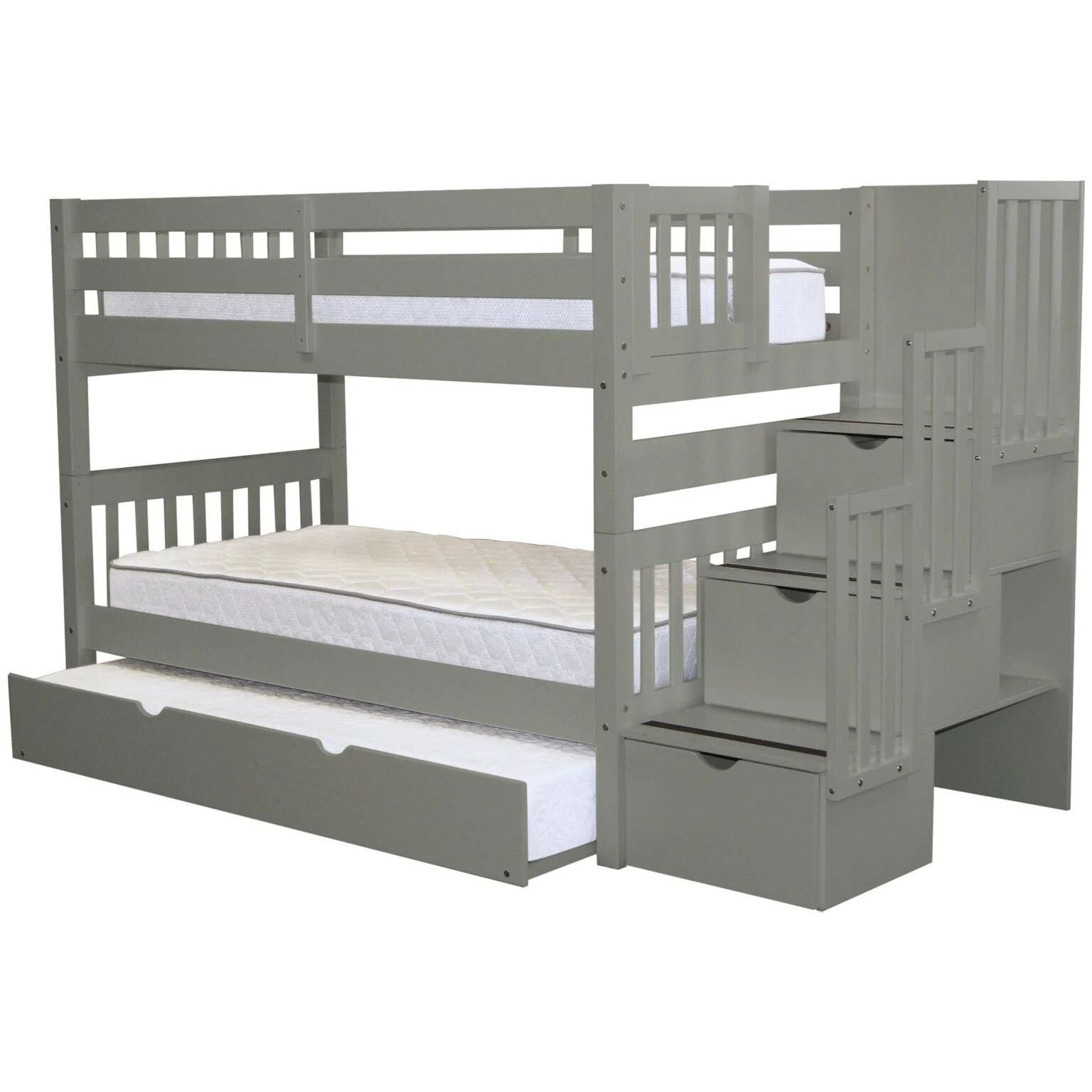 Taylor & Olive Trillium Twin over Twin Stairway Bunk Bed, Twin Trundle