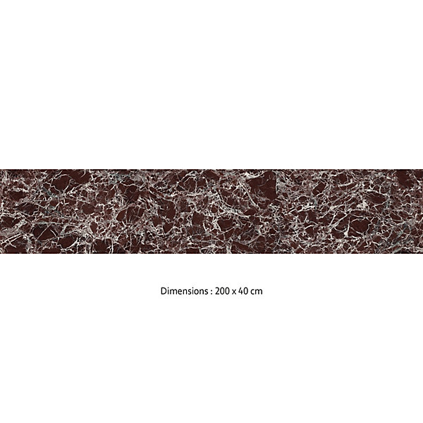 Crédence cuisine adhésive en vinyle imitation marbre Levanto rosso, 200 x 40 cm, design raccordable