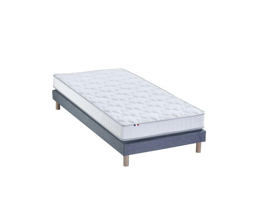 ENSEMBLE ESSENCE - Ensemble matelas mousse et latex sommier bleu 90x190