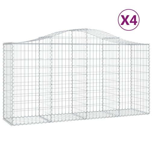 NNEVL Arched Gabion Baskets 4 pcs 200x50x100/120 cm Galvanised Iron