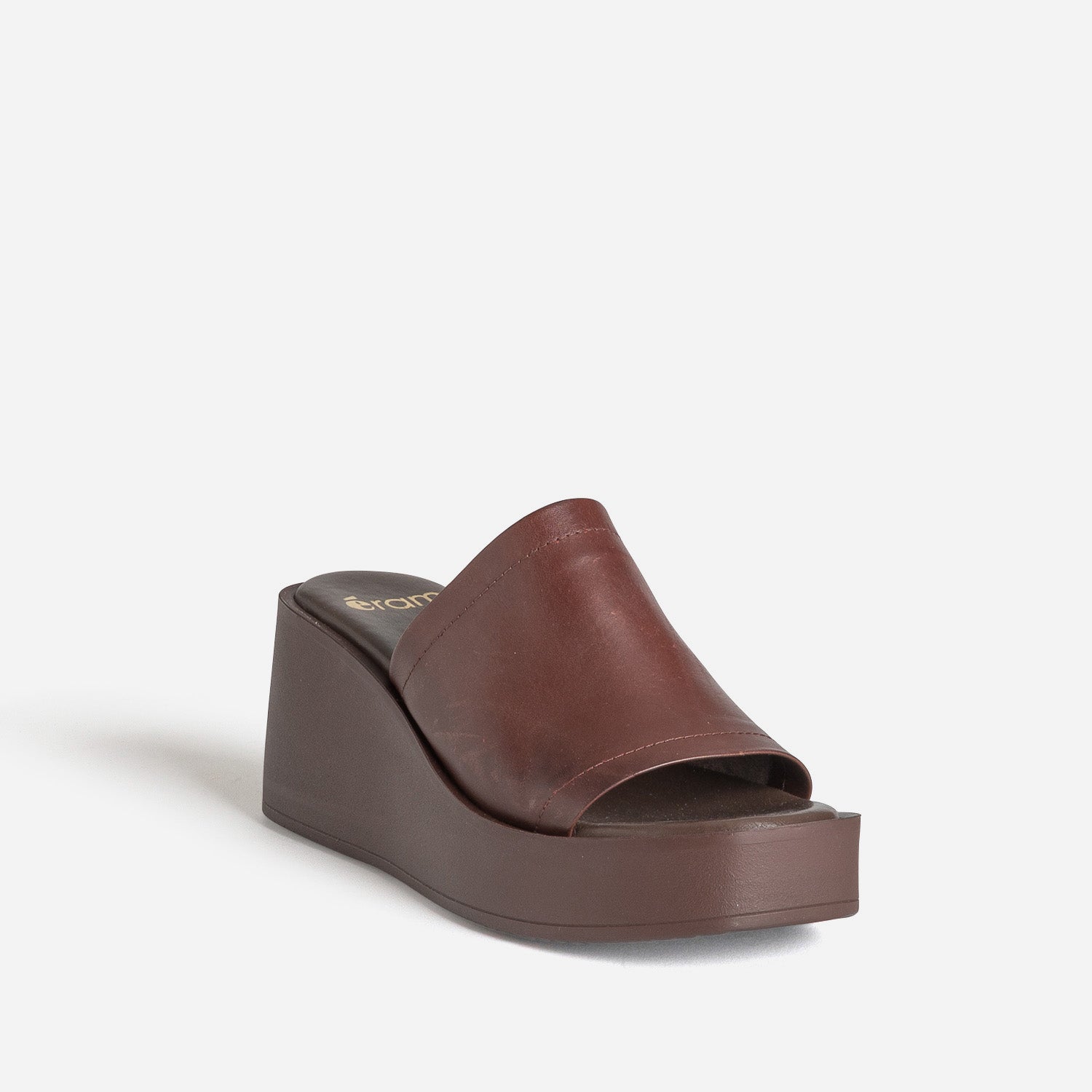 Mule plateforme marron cuir