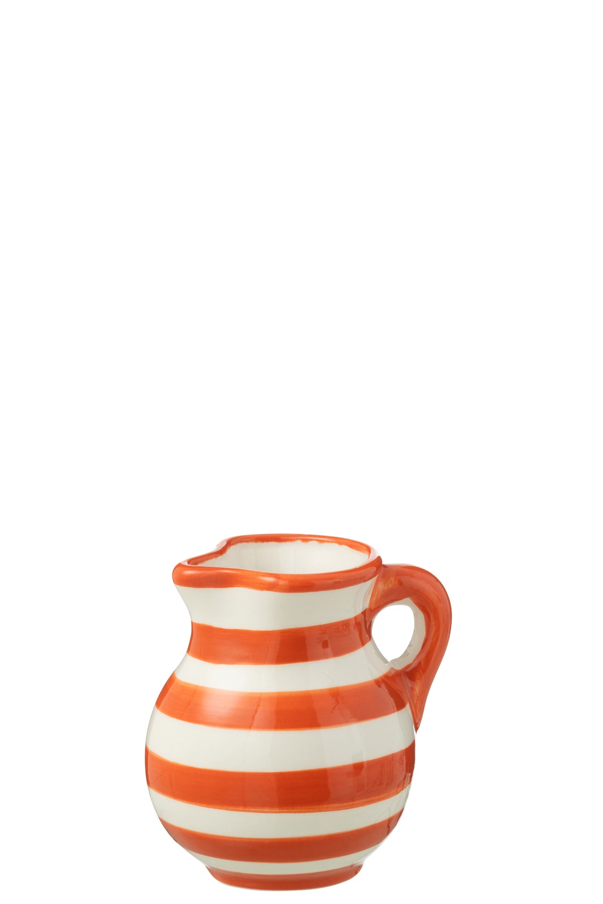 J-Line kruik Granada Stripes - keramiek - wit/oranje - small
