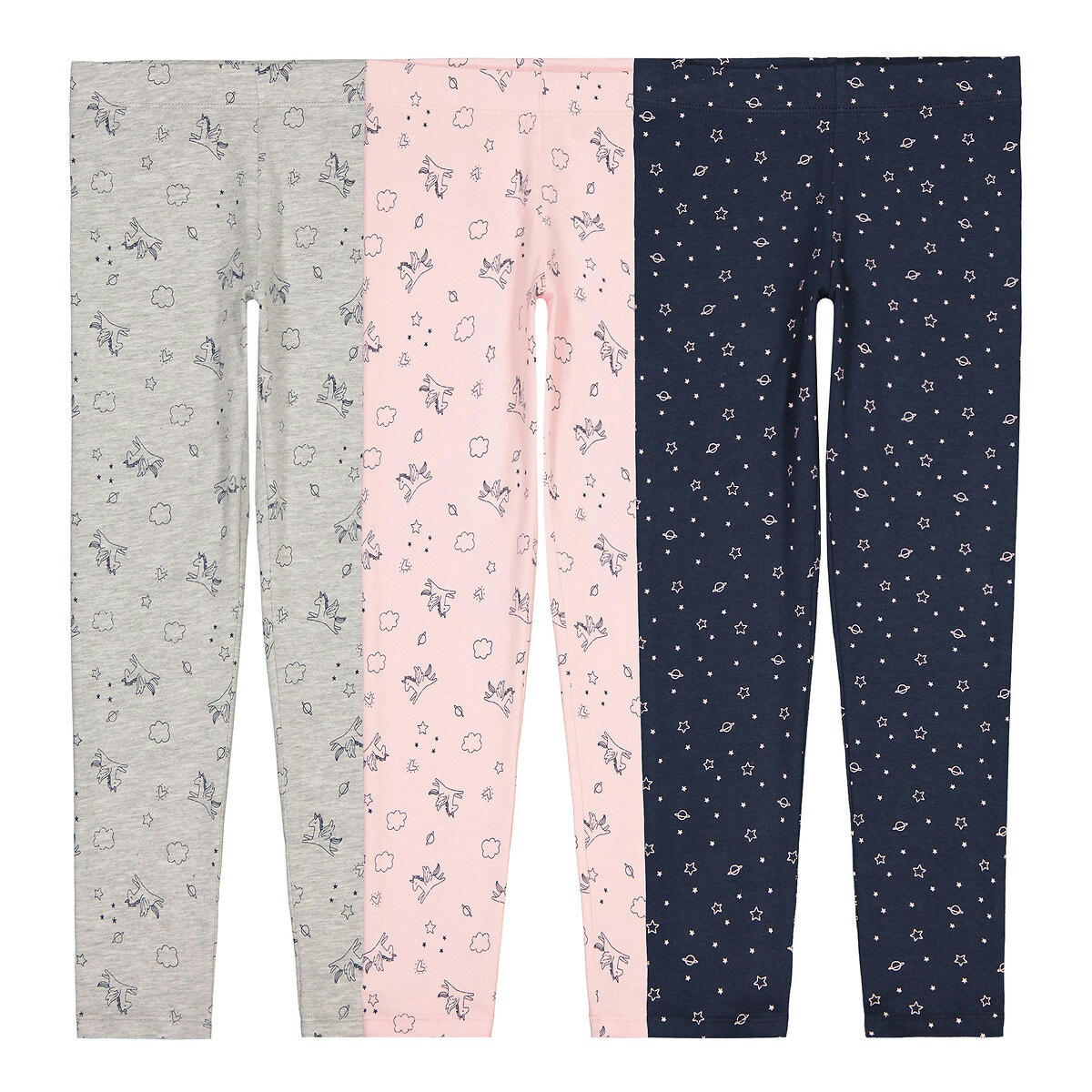 Lot de 3 leggings en coton stretch licornes