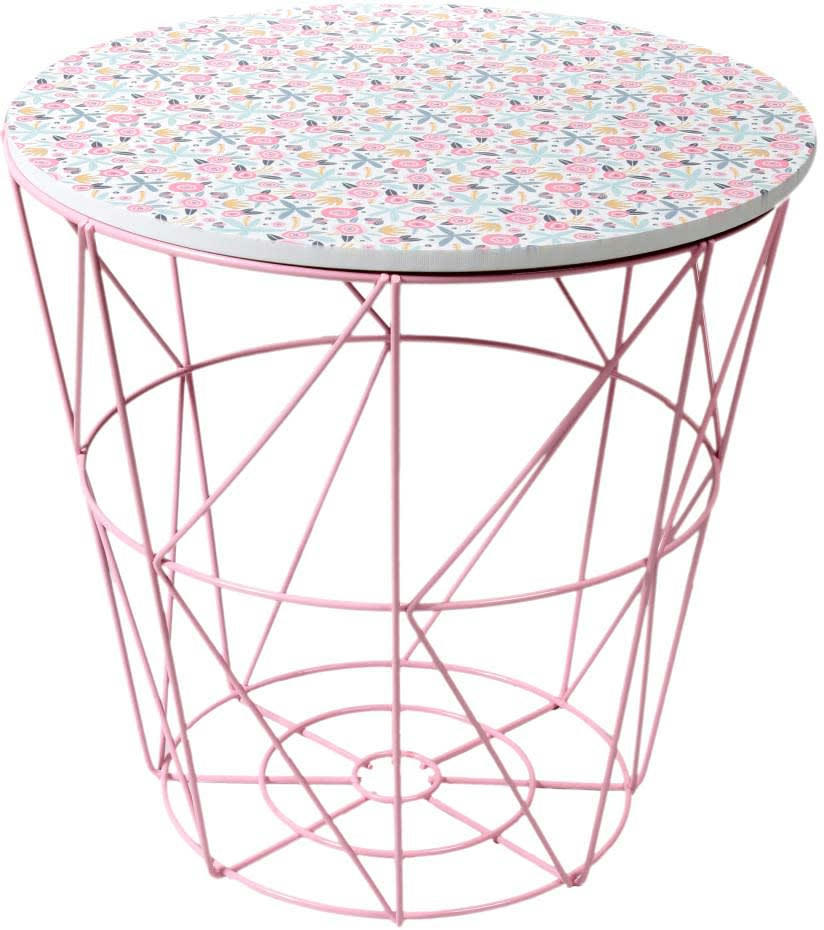 - Corbeille de rangement filaire couvercle à motifs rose - liberty