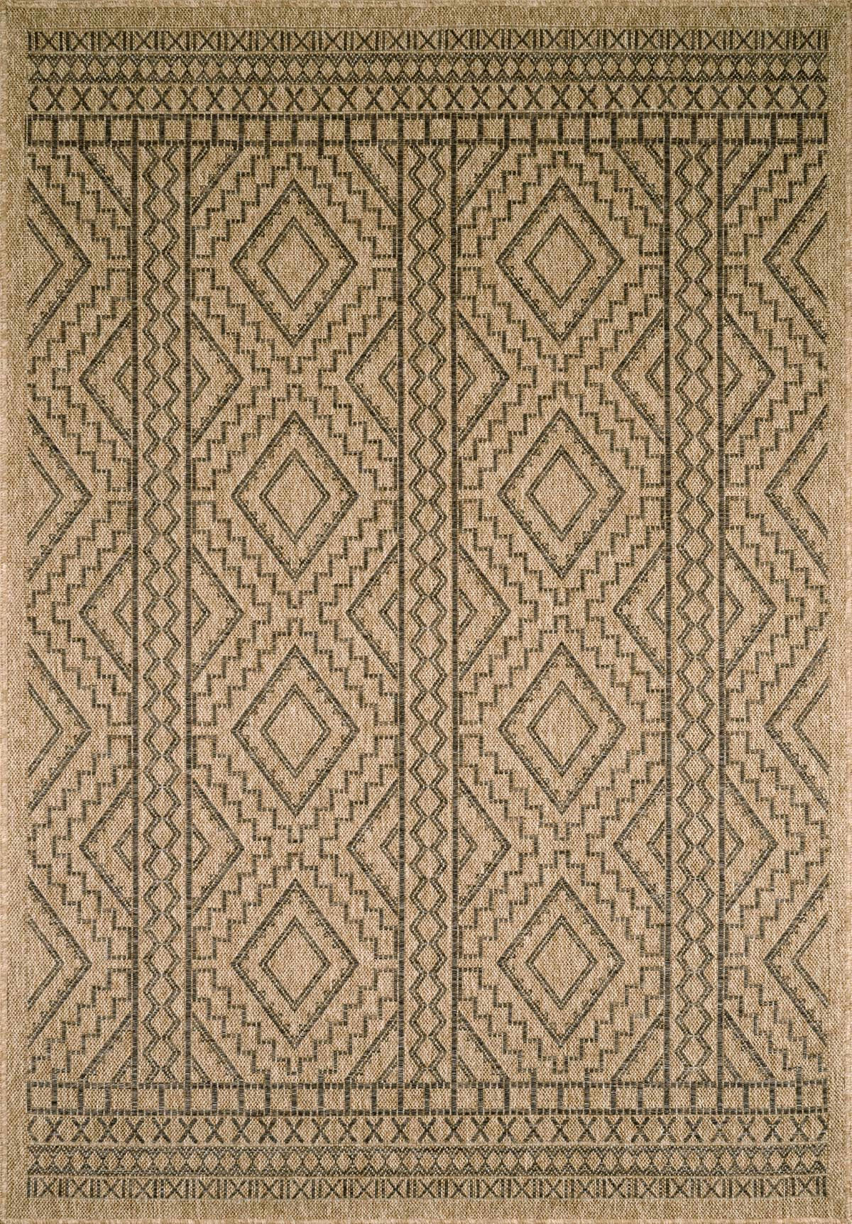 NATURE - Tapis intérieur et extérieur aspect jute motif géométrique 200x290