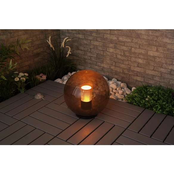 LED-Kugelleuchte »Runa«, E27, 3 W, 1600 K, rauchgrau, ⌀ 30 cm, Flammeneffekt