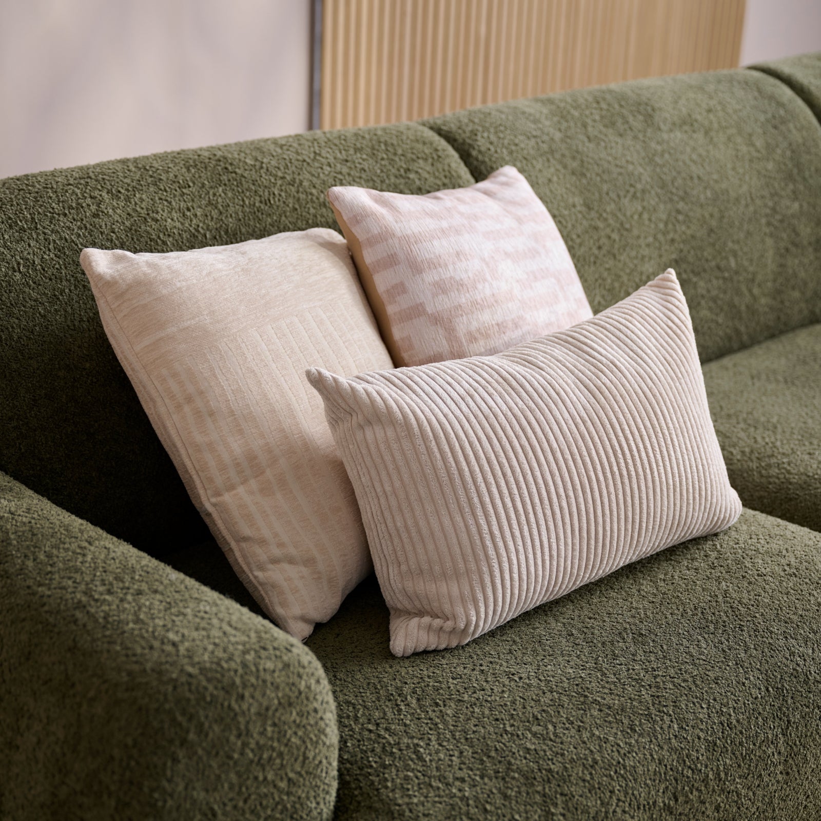 Sierkussen Ribbels - Creme - Polyester - 35x55x0cm (BxHxD)