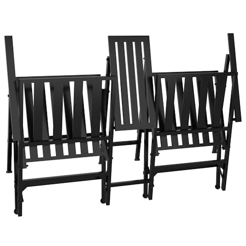 NNEVL Folding 2-Seater Garden Bench 137 cm Black Steel