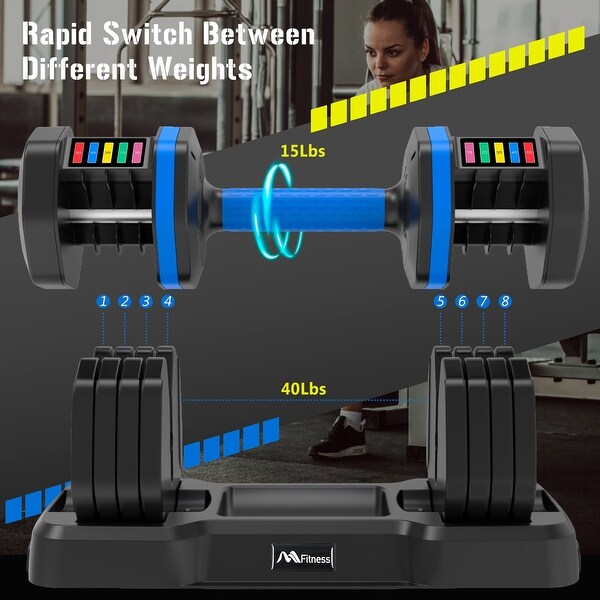 Adjustable Dumbbell , 55lb x2 Dumbbell Set of 2 with Anti-Slip Handle