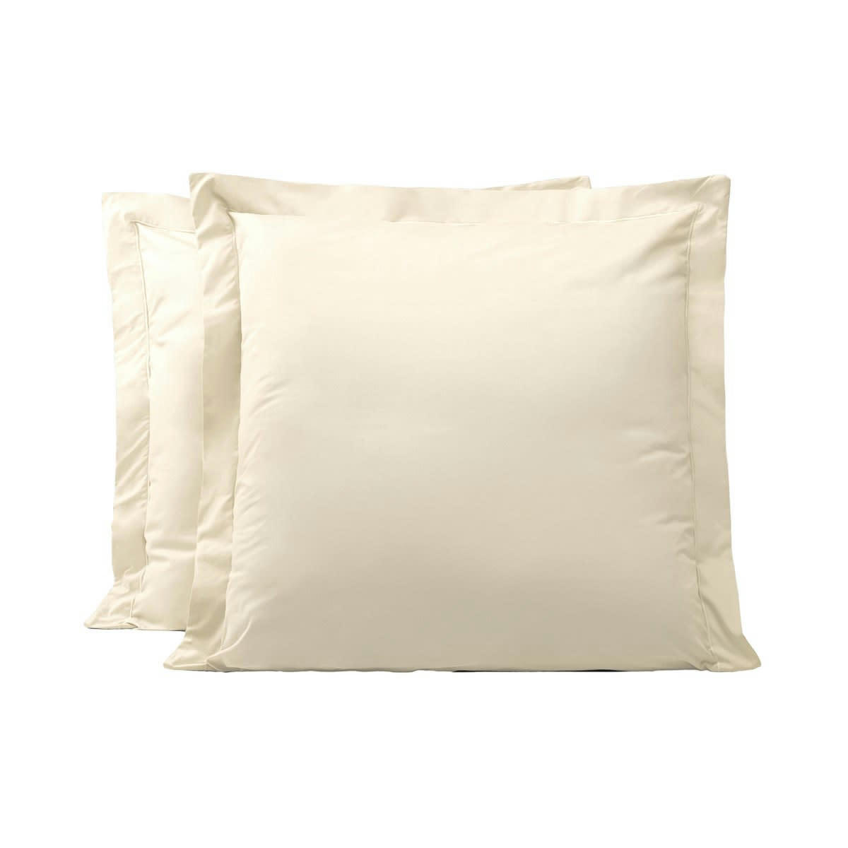 - Lot de 2 taies d'oreillers en percale de coton ivoire 50x70 cm