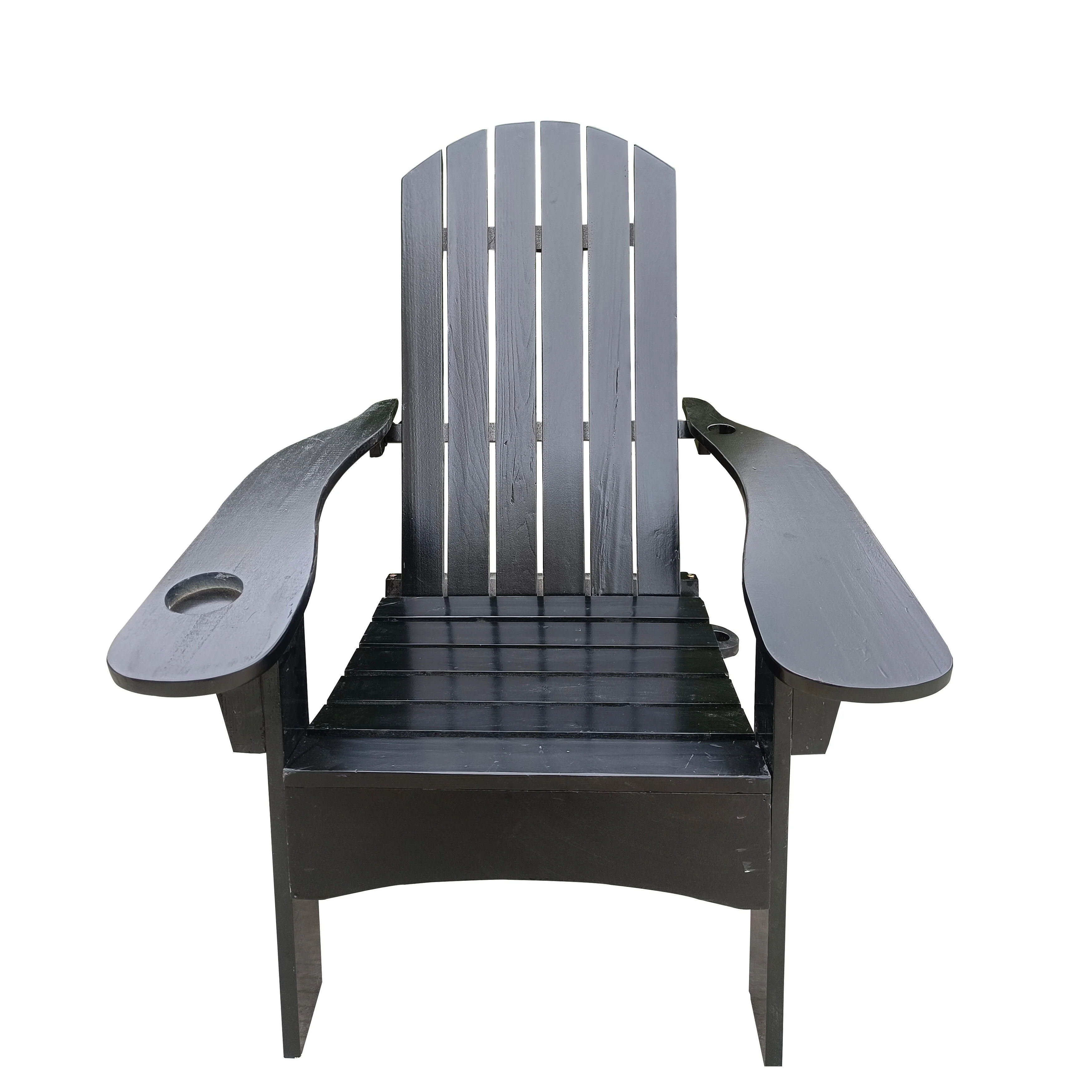 Outdoor Or Indoor Wood Adirondack Chair With An Hole To Hold Umbrella On The Arm