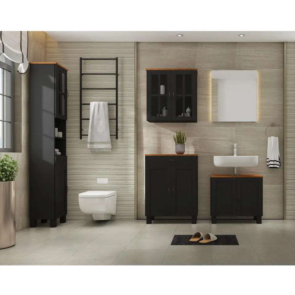 Alby - Wastafelonderkast 60 cm met 2 deuren in antraciet