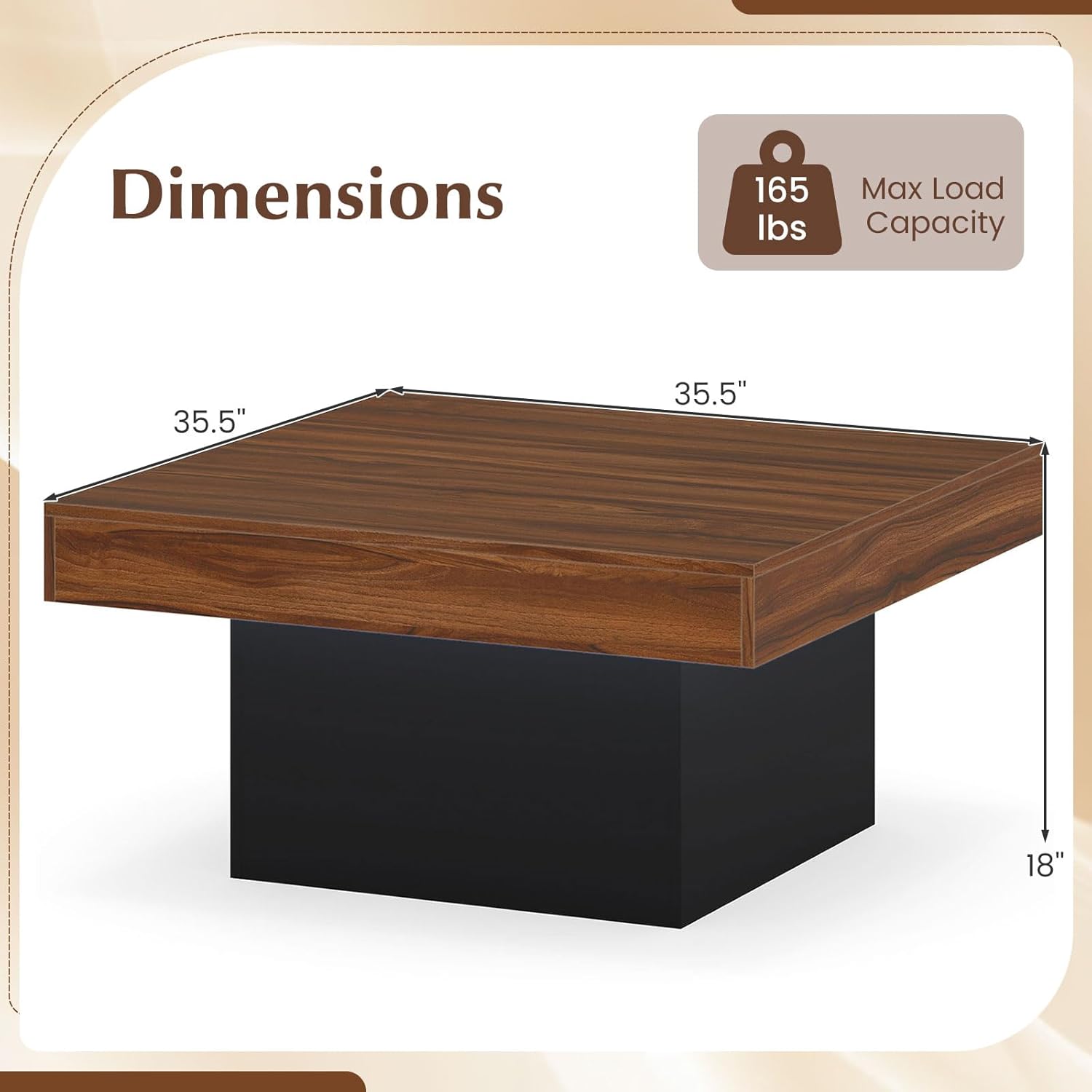 Giantex LED Coffee Table, Square Center Table with Remote, 21 Dynamic Modes, 20 Static Colors, Adjustable Brightness & Speed, Wood Low Cocktail Accent Table, Modern Living Room Table (Brown)
