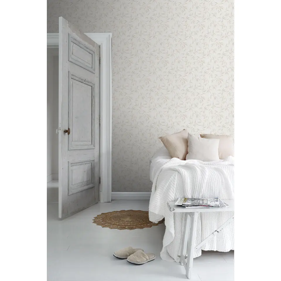 Sanders & Sanders behang bladeren beige - 53 cm x 10 m
