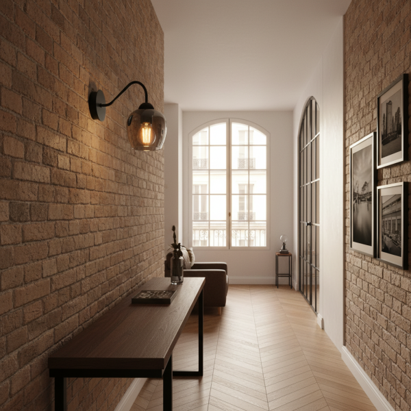 Kinkiet ścienny łazienkowy EDYLIT loft czarny 1xE27 INDI GREY 15-23