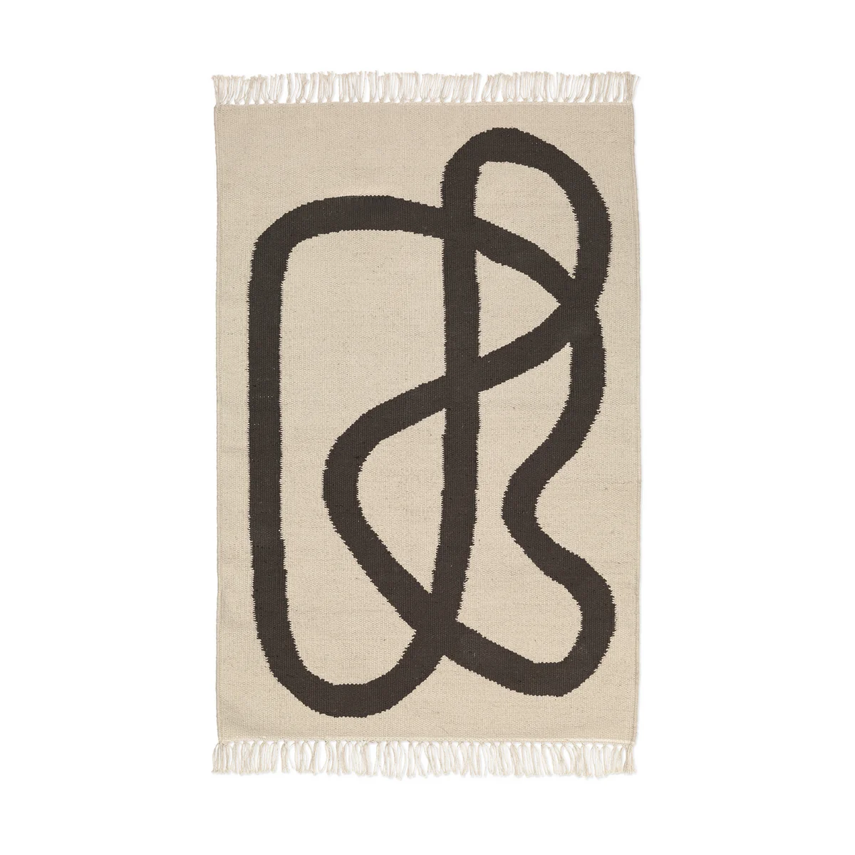Ferm Living - Lane Kinderteppich, 70 x 105 cm, off-white / chocolate