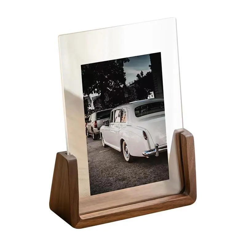 Modern Acrylic Wood Photo Frame: U-Shaped Floating Display