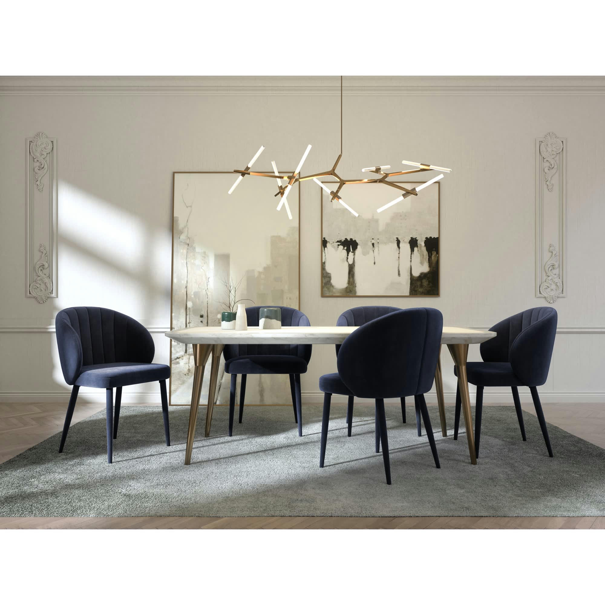 LOVE - Lot de 2 chaises velours bleu saphir pieds velours assortis