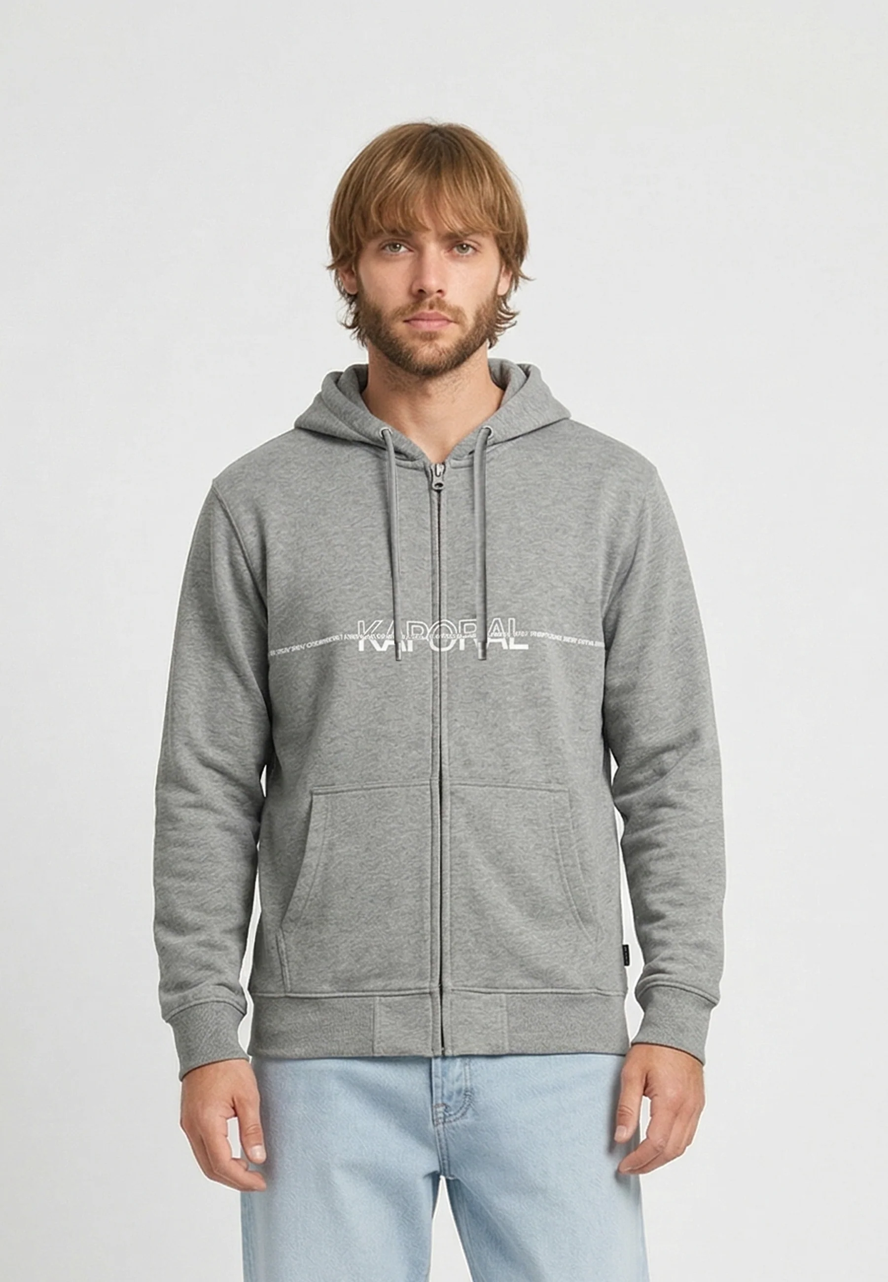 Sweatshirt regular gris mélangé coton polyester ROLAN