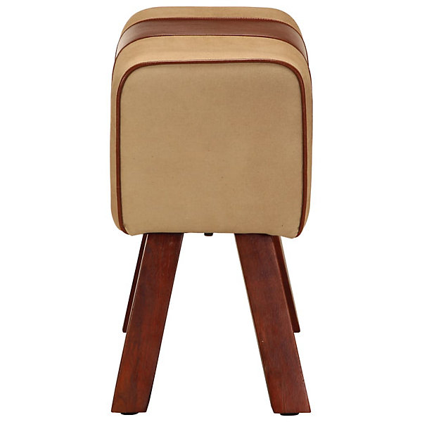 Banc saut de cheval 58 cm marron cuir véritable et manguier vidaXL