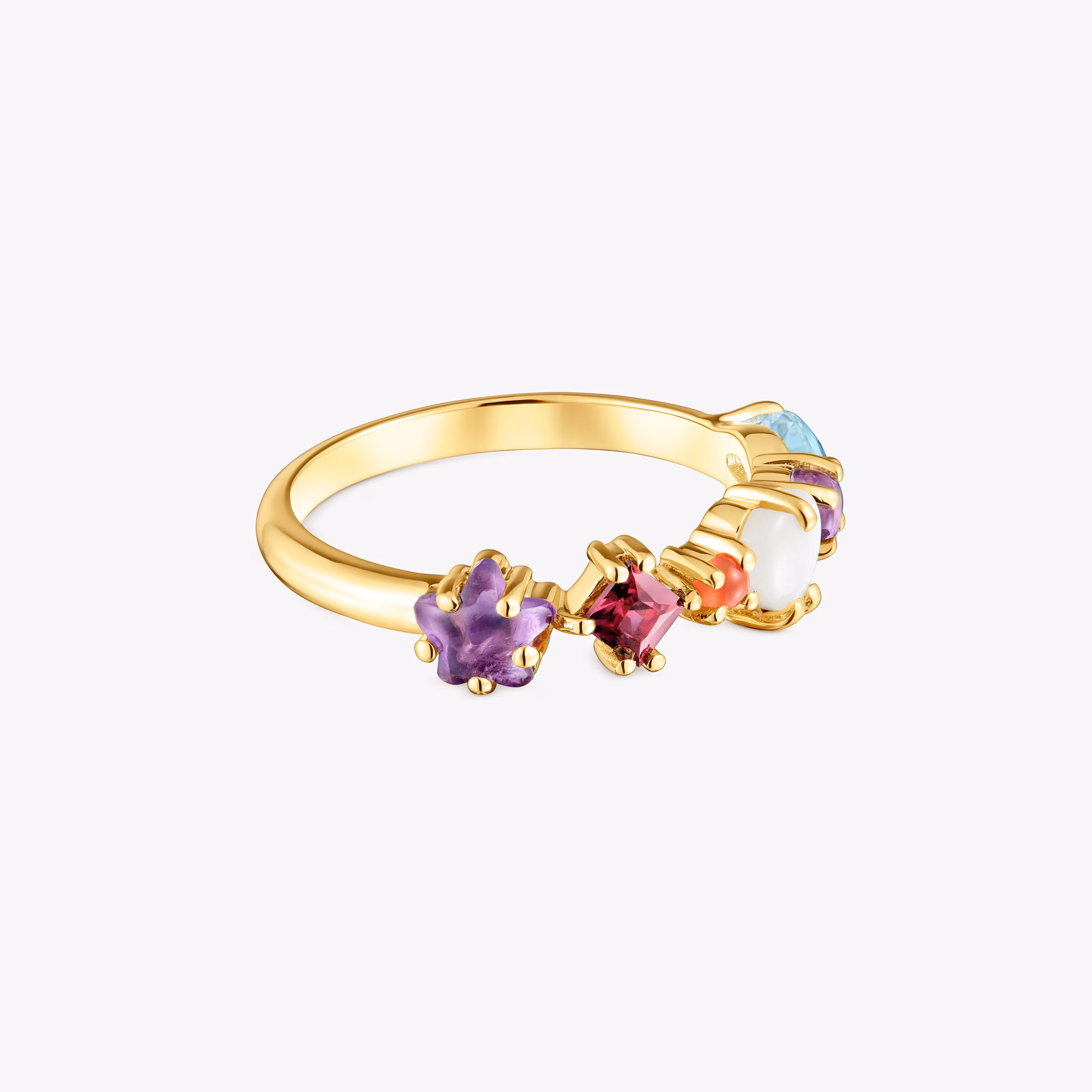 Anillo pequeño con baño de oro 18 kt sobre plata y motivos gemas Sugar Party
