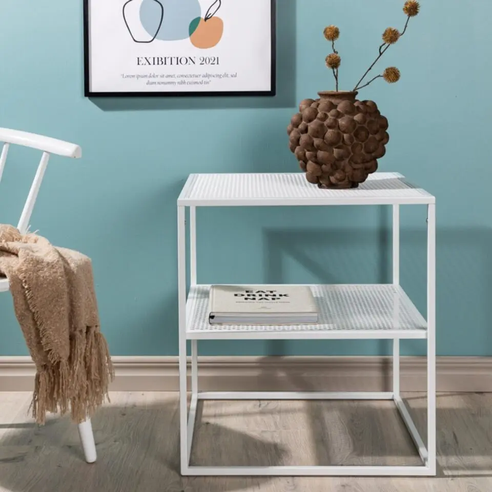 Bijzettafel Wit Metaal - 55x55x60cm - Netz