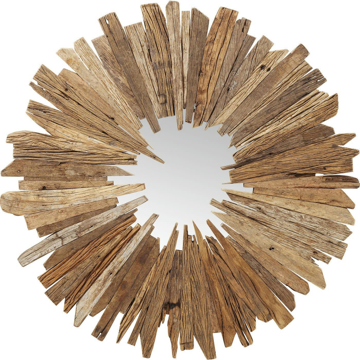 BASTIDON - Miroir rond en bois recyclé D120