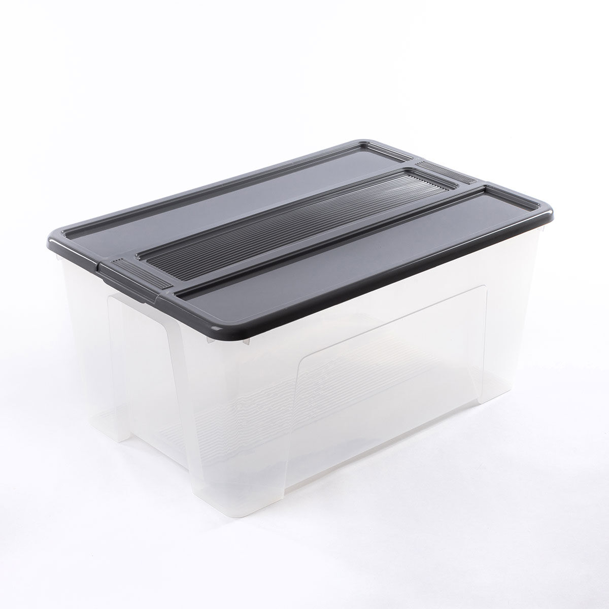 Caixa de arrumação TEX-BOX com tampa cinza 48l