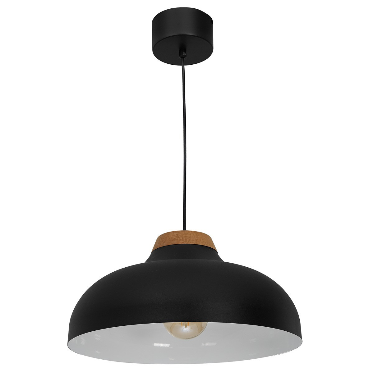 Lampa wisząca czarny matowa-jasne drewno Burgos 1xE27x15W Luminex