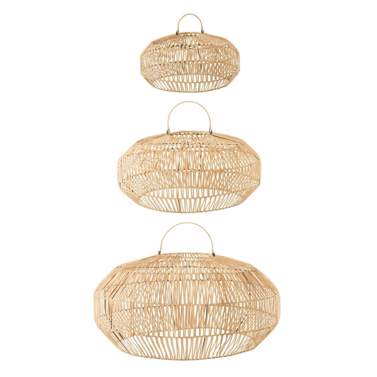 BOUZI - Set de 3 abat jour en rotin naturel