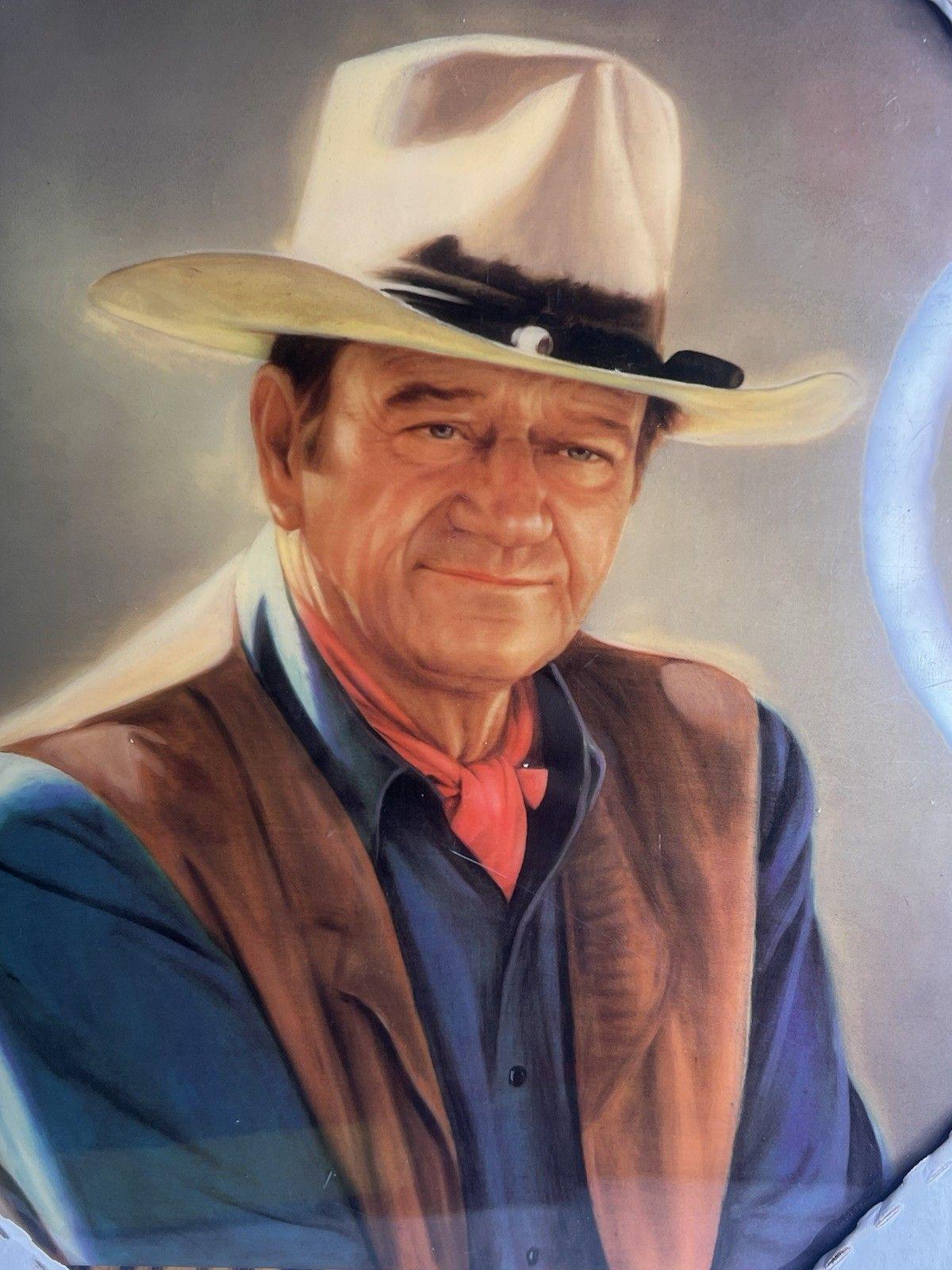1980s Vintage John Wayne Framed Portrait Solid Wood Live Edge Frame 12x10 New!