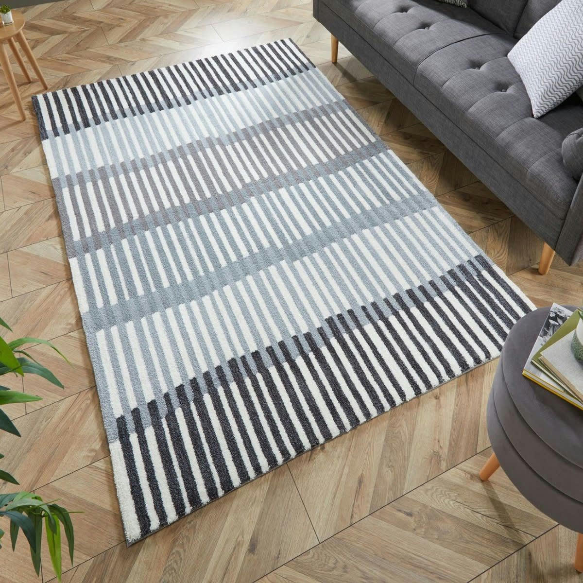 STRIA - Tapis de salon moderne en Polyester Gris 120x170 cm