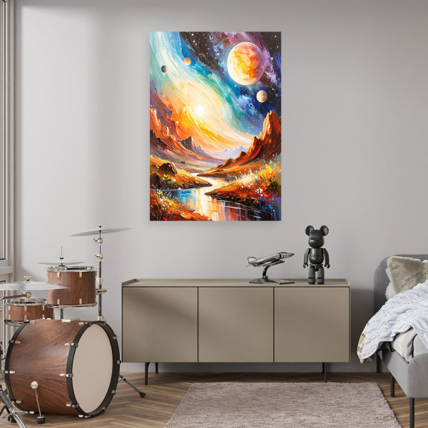 Obraz nowoczesny do salonu, Kosmos Planety Abstrakcja 20x30