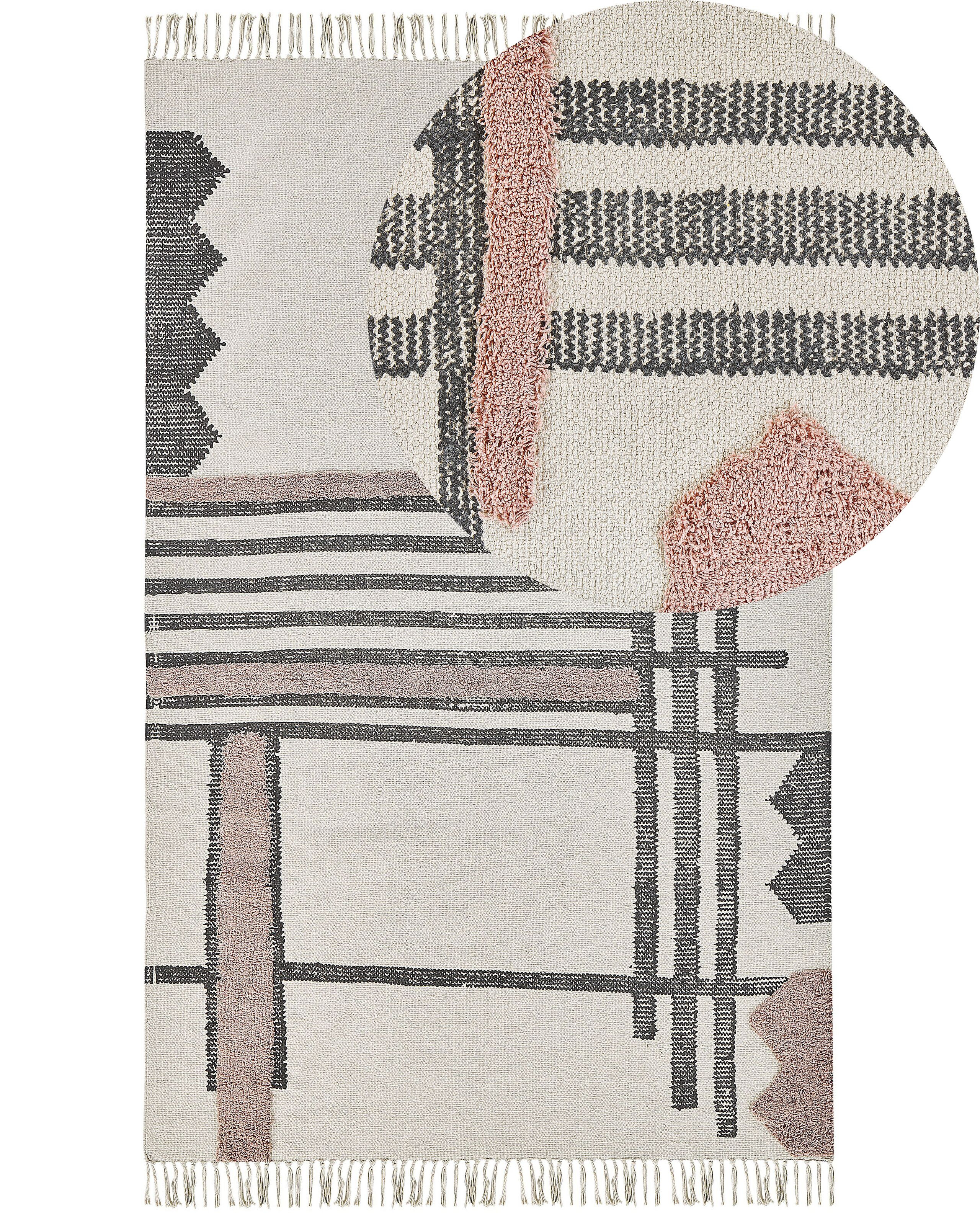 Dywan bawełniany 140x200 cm beżowo-czarny