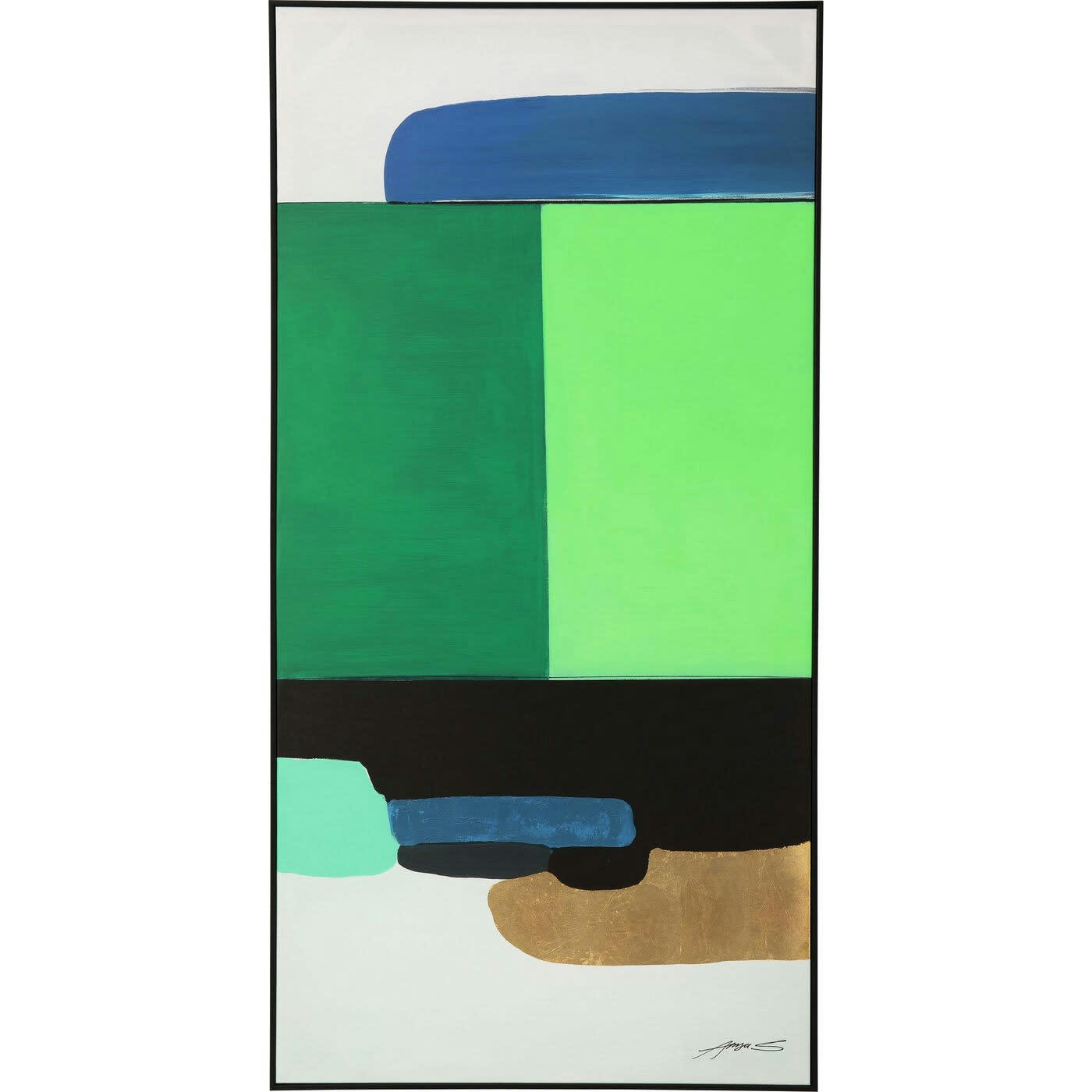 ABSTRACT SHAPES - Peinture Frame Abstract Shapes verte 73x143cm Kare Design