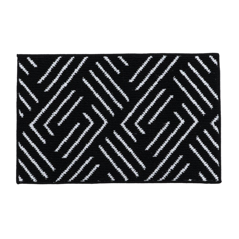 Tapis d'entrée bouclette noir et blanc 50x80cm