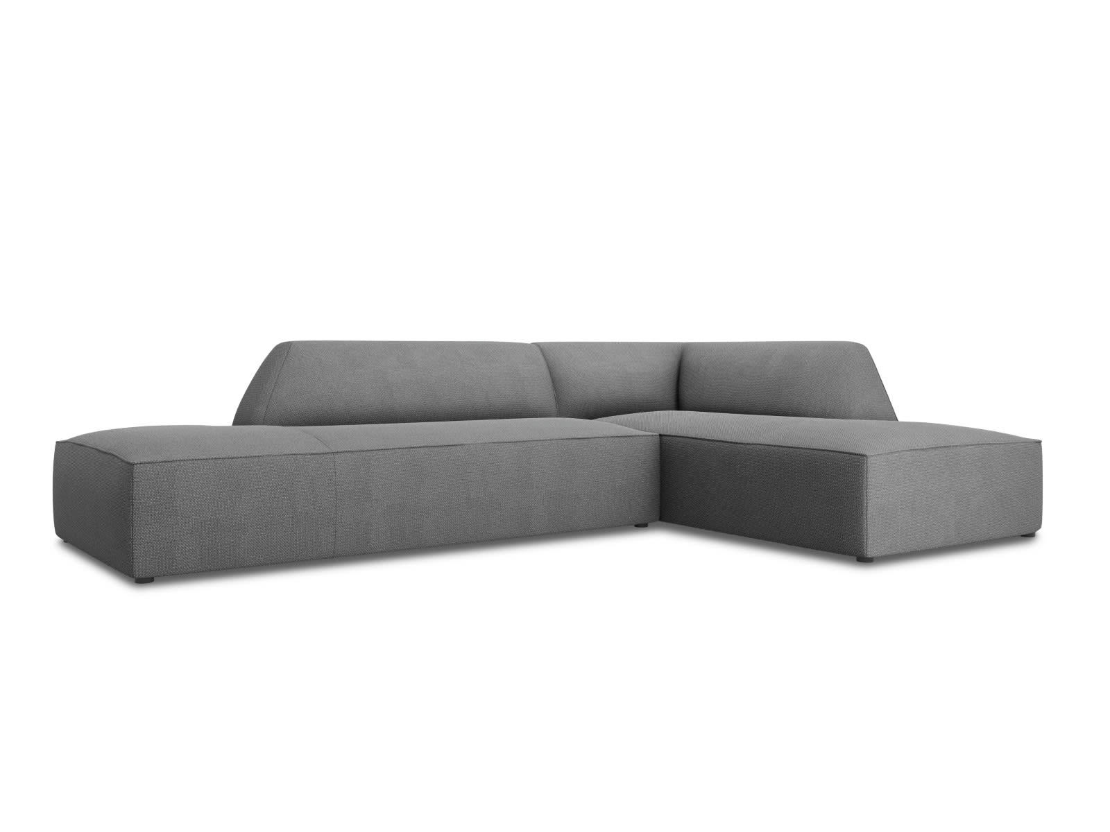 RUBY - Canapé d'angle droit 4 places en tissu structurel gris