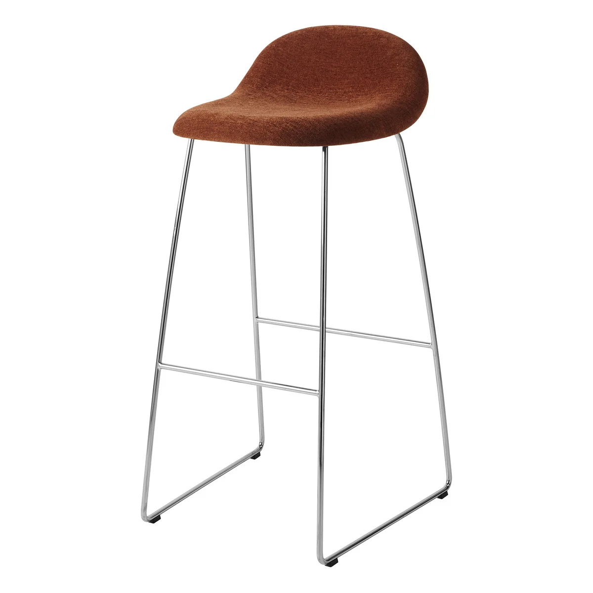 Gubi - 3D Barstuhl, Edelstahl poliert / braun orange (Belsuede Special FR 133 by Dedar)