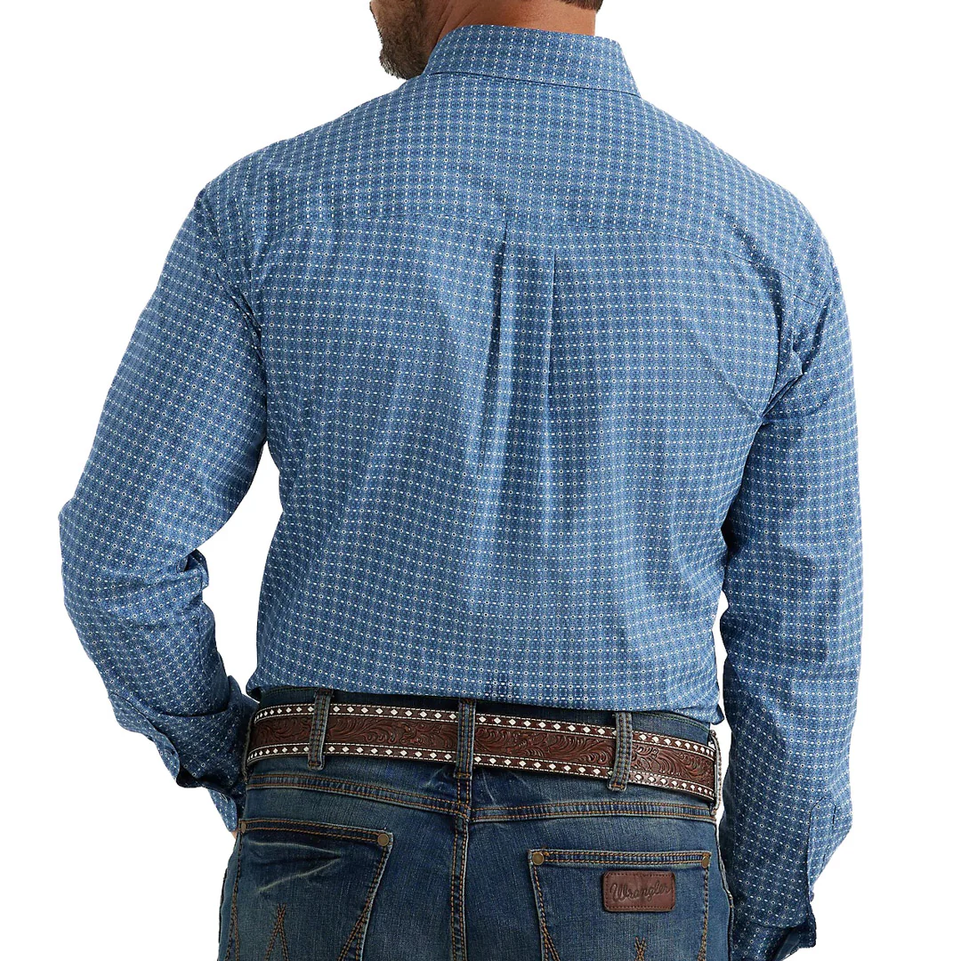 Мужская рубашка Wrangler George Strait с застежкой на пуговицы, синего цвета.