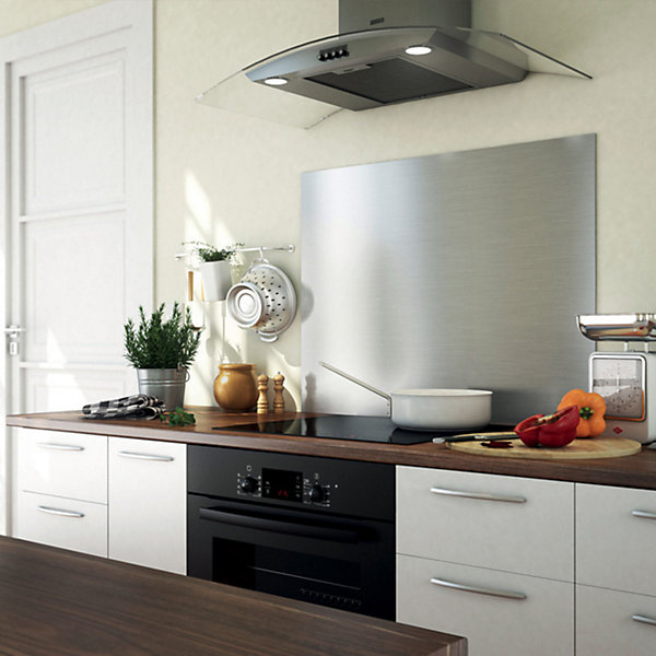 Crédence cuisine fond de hotte Inox - l 60 x H 70 cm