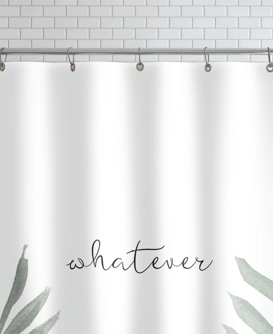 WHATEVER - Rideau de douche en polyester en blanc & gris 150x200