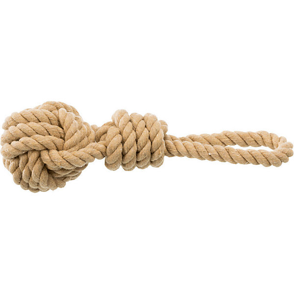 Corde de jeu avec balle tressée diametre 7 long 20 cm pour chiens