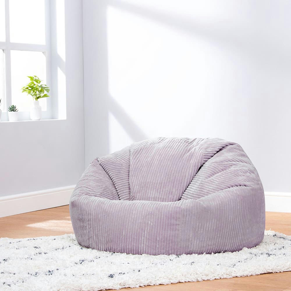 KINGSTON - Pouf velours côtelé violet lavande
