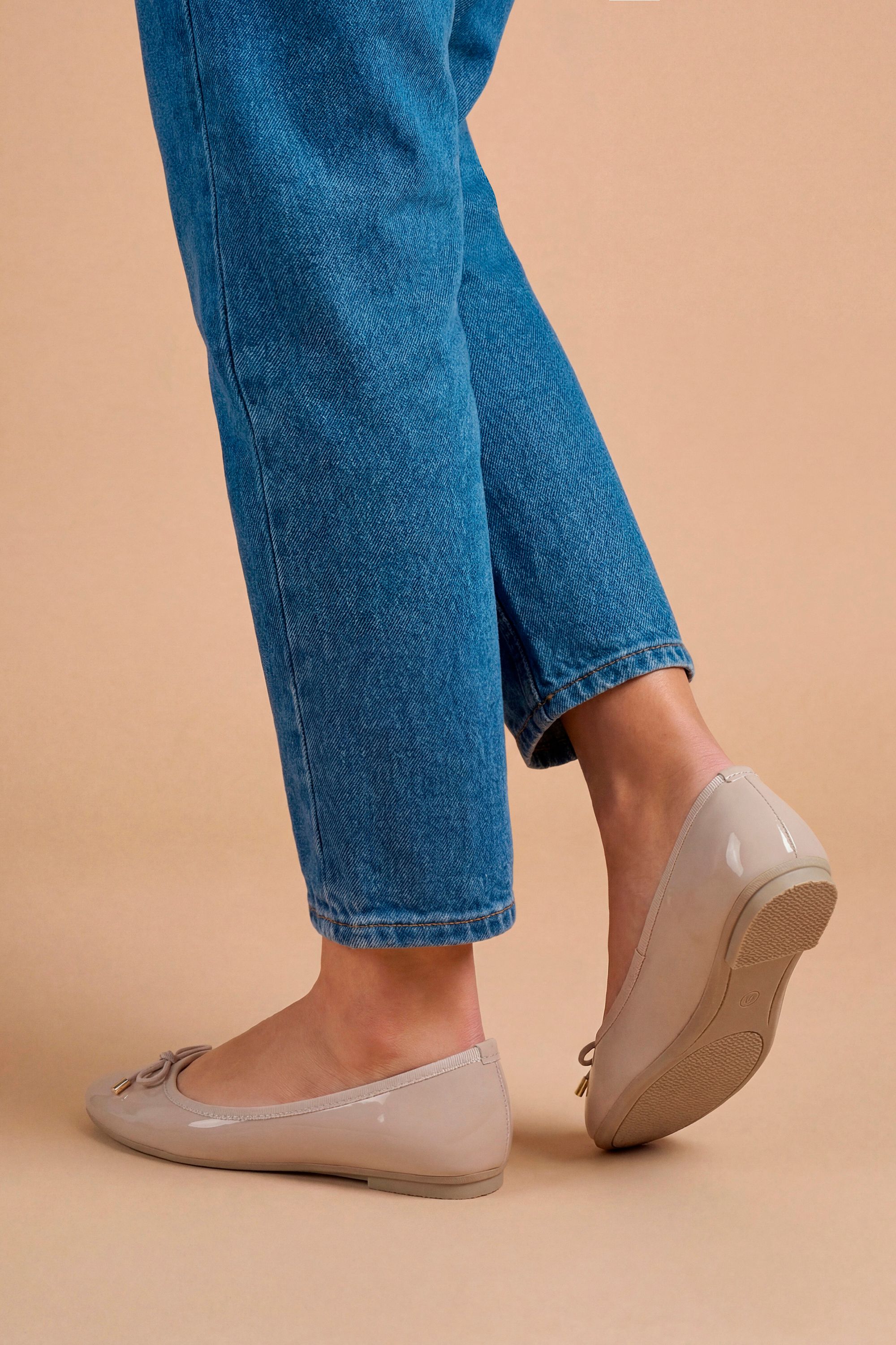 Dorothy Perkins Penny Faux Patent Leather Comfort Ballerinas