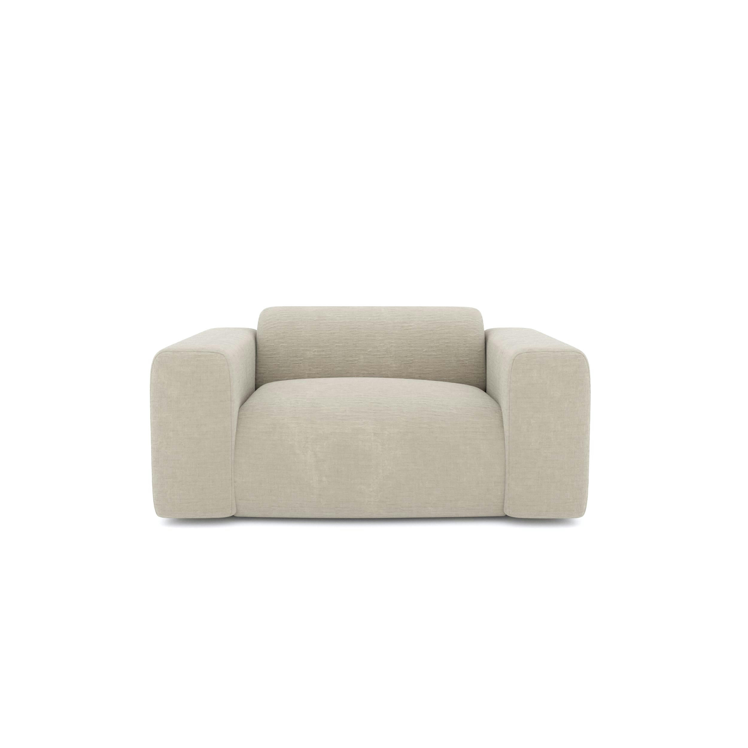 MYRA - Fauteuil velours texturé beige
