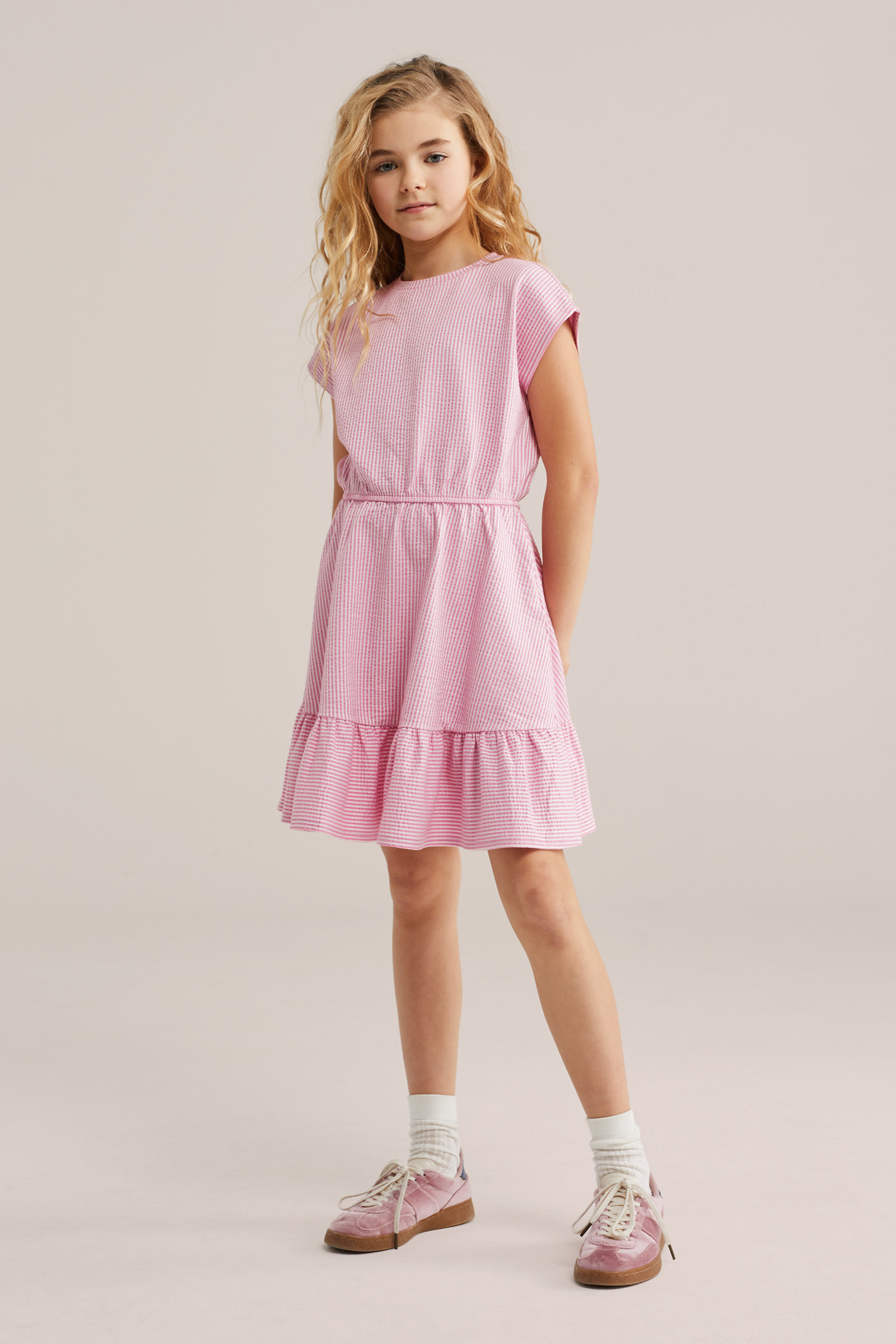 Meisjes seersucker jurk met streep