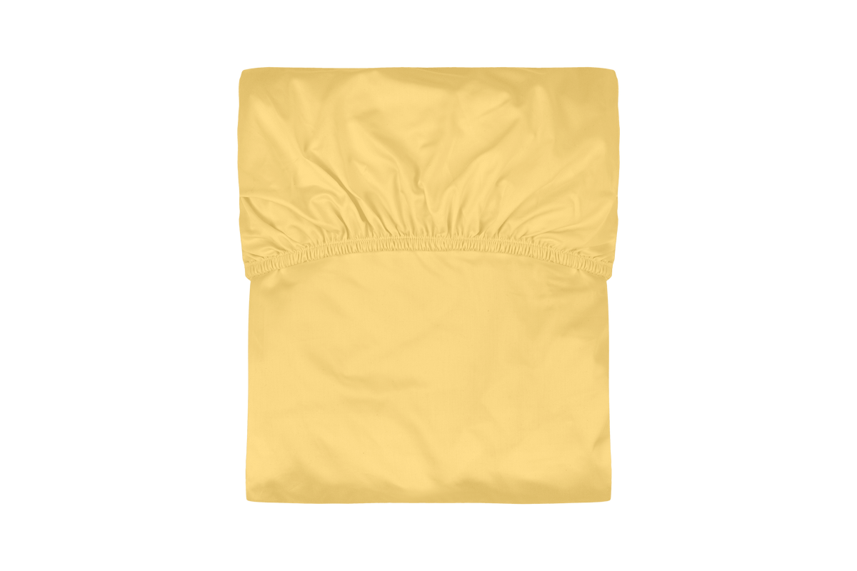 noo.ma Oba hoeslaken 200 x 200 cm - organisch katoen, Sunny Yellow, geschikt tot 30 cm hoogte
