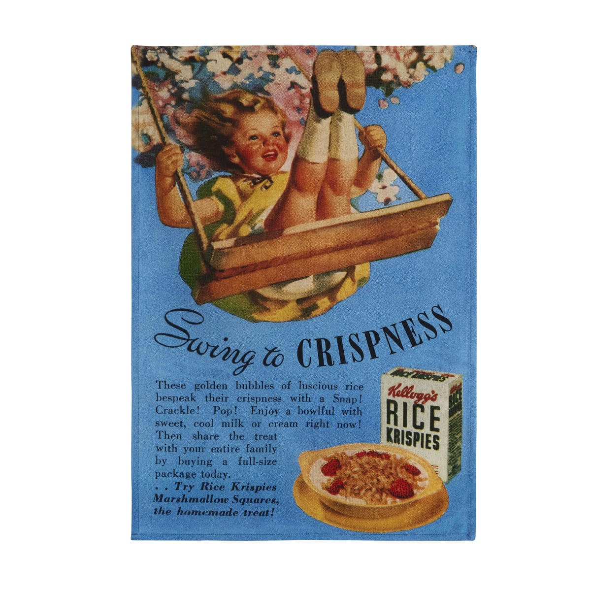 BALANÇOIRE KELLOGG'S - Torchon en coton bleu 50x75