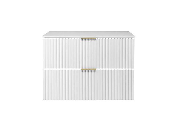 Meuble vasque, Blanc, 80 x 57 x 46 cm, poignée dorée   Plan de travail